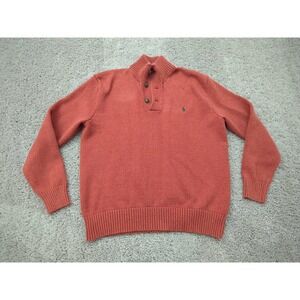 Polo by Ralph Lauren Sweater Mens Large‎ Red Pullover 100% Cotton Heavy Knit